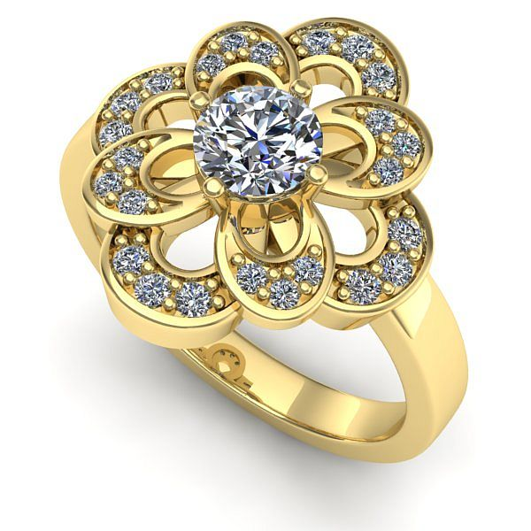 Inel logodna din aur galben cu diamant de laborator