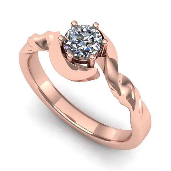 Inel din aur roz cu diamant