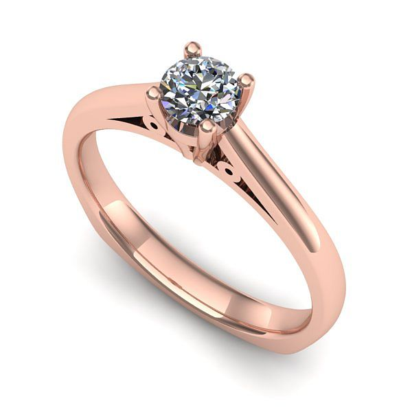 Inel logodna din aur roz cu diamant