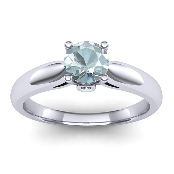 Inel logodna cu aquamarin rotund