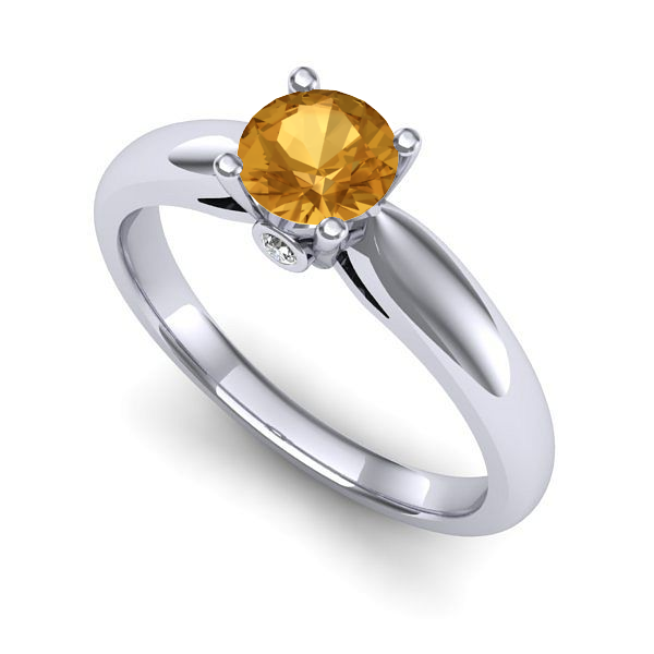 Inel logodna din aur alb cu citrin