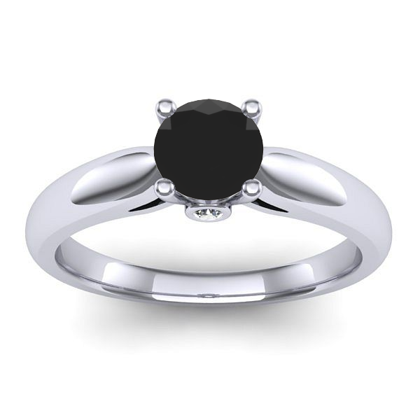 Inel logodna cu diamant negru rotund