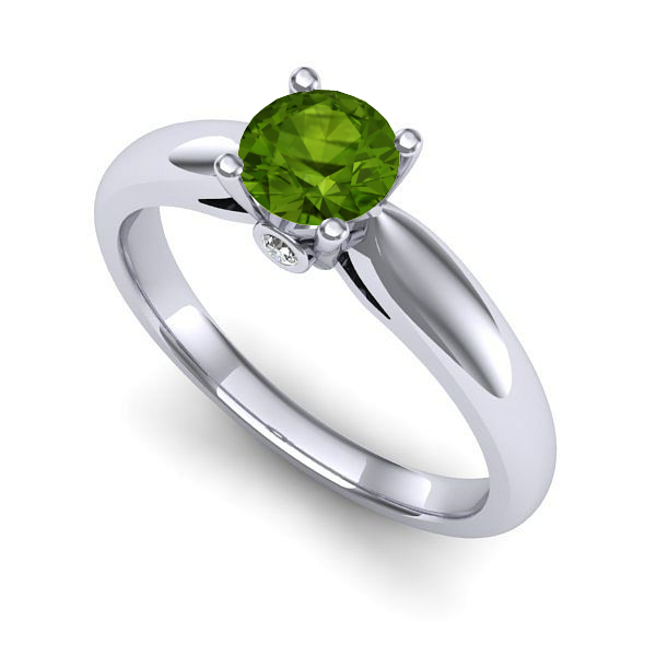 Inel logodna din aur alb cu peridot