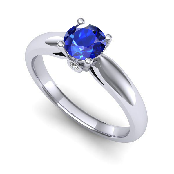 Inel logodna din aur alb cu safir