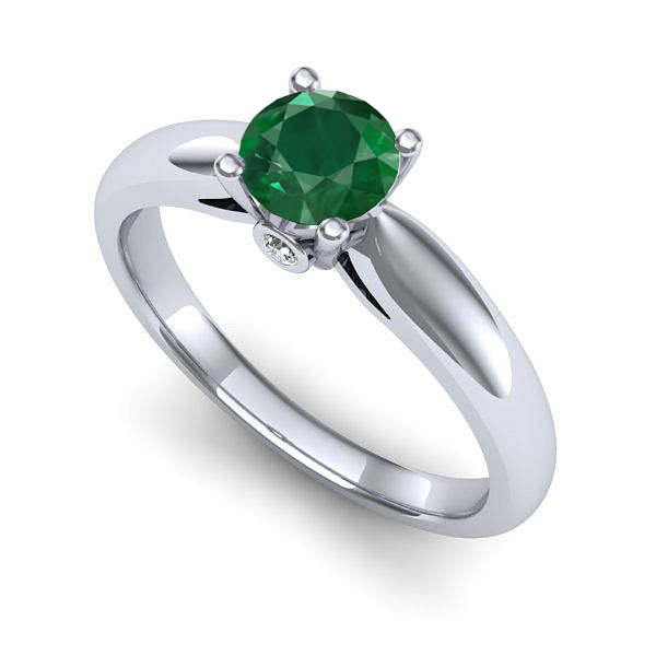 Inel de logodna din aur alb cu smarald