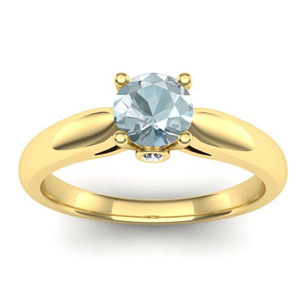 Inel de logodna cu aquamarin rotund