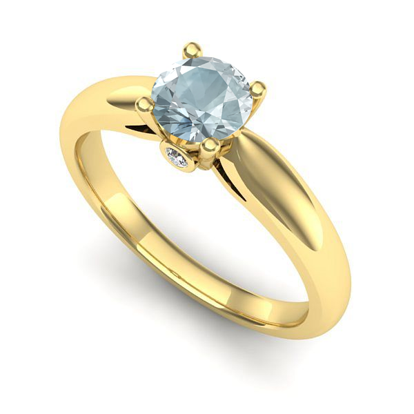 Inel de logodna din aur galben cu aquamarin