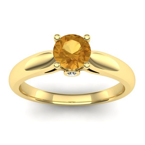 Inel cu citrin rotund