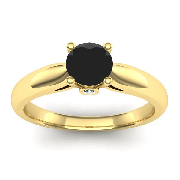 Inel cu diamant negru rotund