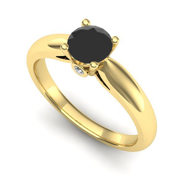 Inel din aur galben cu diamant negru