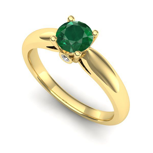 Inel de logodna din aur galben cu smarald