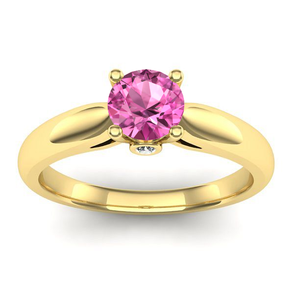 Inel logodna cu safir roz rotund