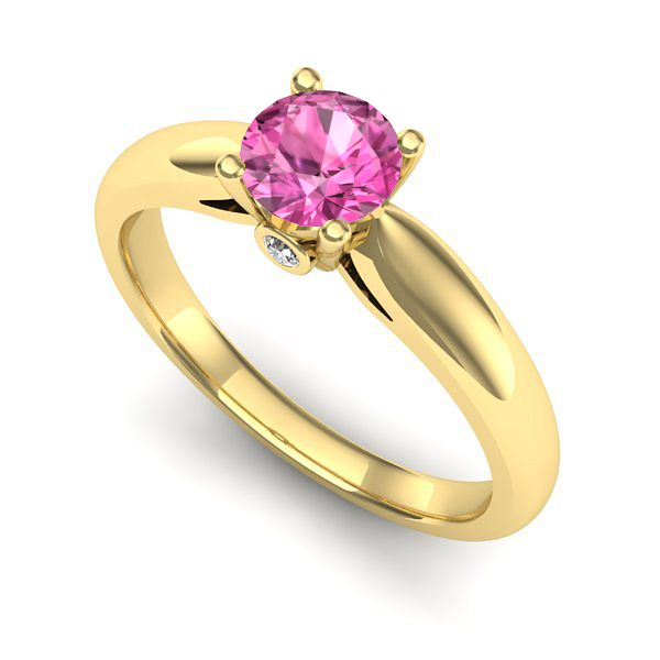 Inel din aur galben cu safir roz