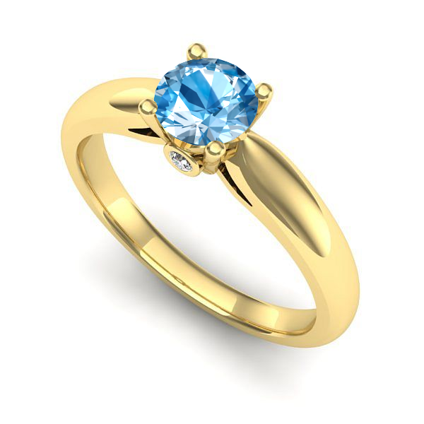 Inel de logodna din aur galben cu topaz blue