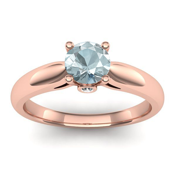 Inel de logodna cu aquamarin rotund