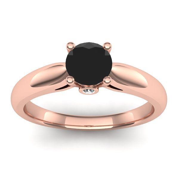 Inel cu diamant negru rotund