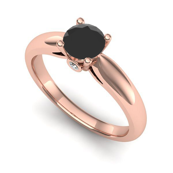 Inel de logodna din aur roz cu diamant negru