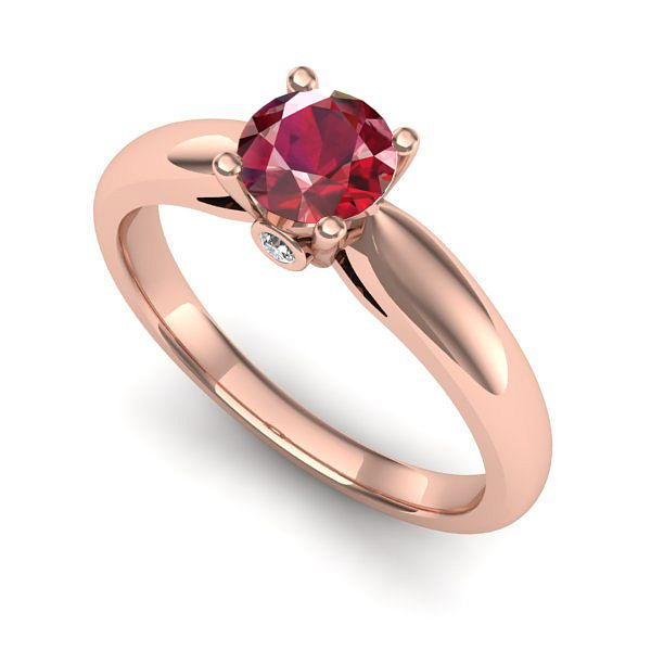 Inel logodna din aur roz cu rubin