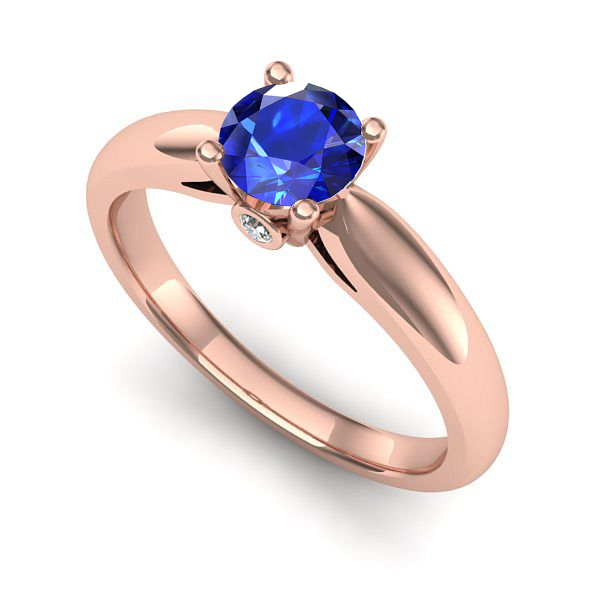 Inel din aur roz cu safir