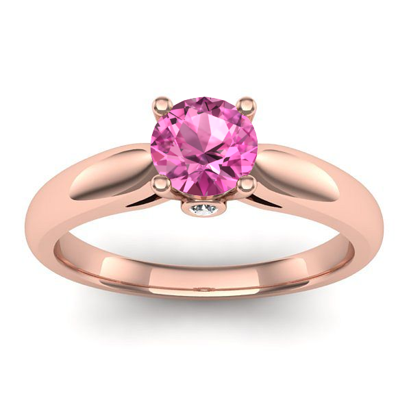 Inel logodna cu safir roz rotund
