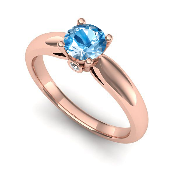 Inel de logodna din aur roz cu topaz blue