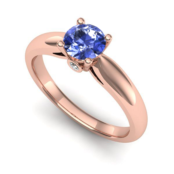 Inel logodna din aur roz cu tanzanit