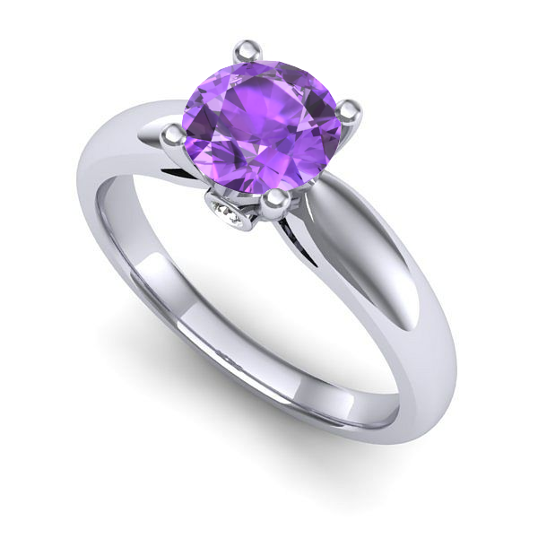 Inel de logodna din aur alb cu ametist