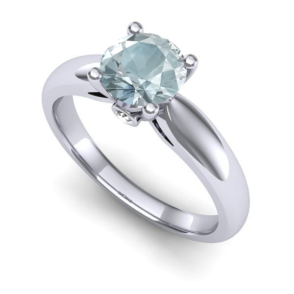 Inel din aur alb cu aquamarin