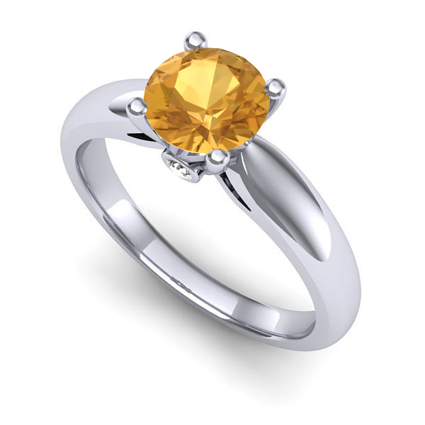 Inel logodna din aur alb cu citrin