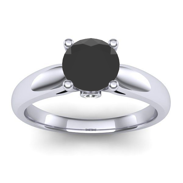 Inel de logodna cu diamant negru rotund