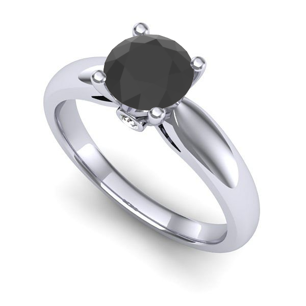 Inel logodna din aur alb cu diamant negru