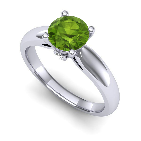 Inel de logodna din aur alb cu peridot