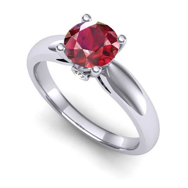 Inel logodna din aur alb cu rubin