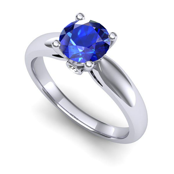 Inel de logodna din aur alb cu safir