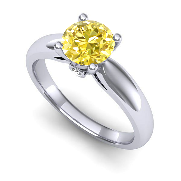 Inel din aur alb cu safir galben