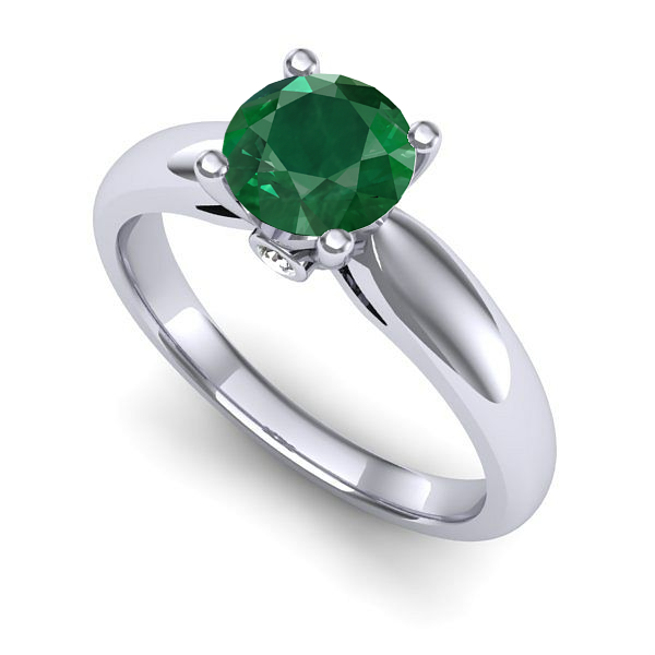 Inel de logodna din aur alb cu smarald