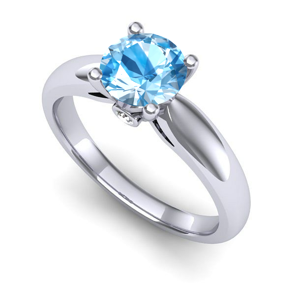 Inel de logodna din aur alb cu topaz blue