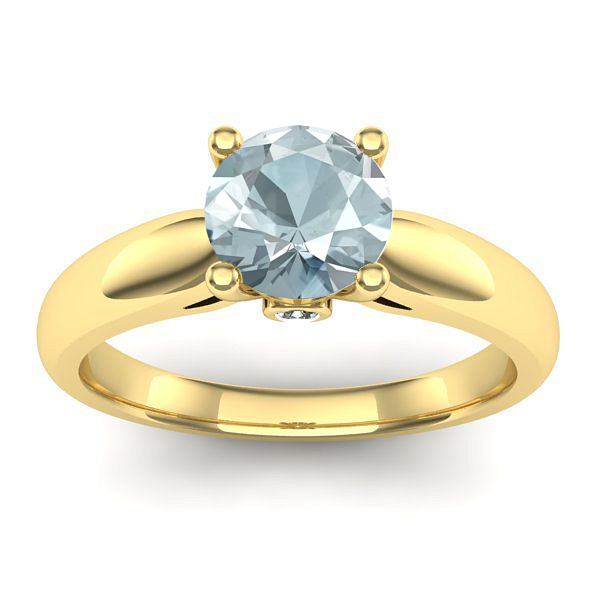 Inel logodna cu aquamarin rotund