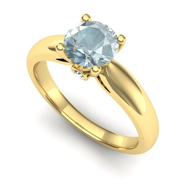 Inel de logodna din aur galben cu aquamarin