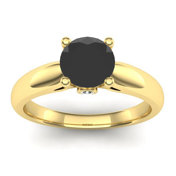 Inel logodna cu diamant negru rotund