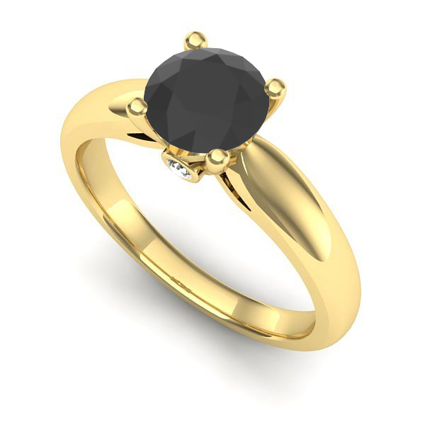 Inel din aur galben cu diamant negru