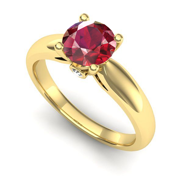 Inel de logodna din aur galben cu rubin