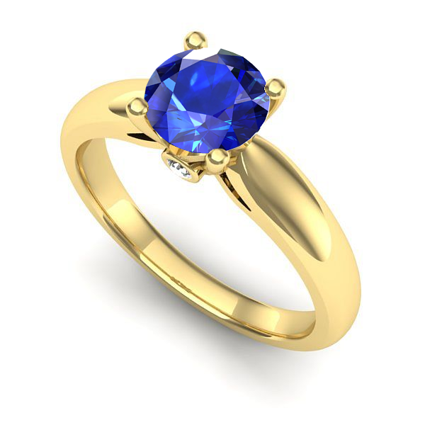 Inel logodna din aur galben cu safir