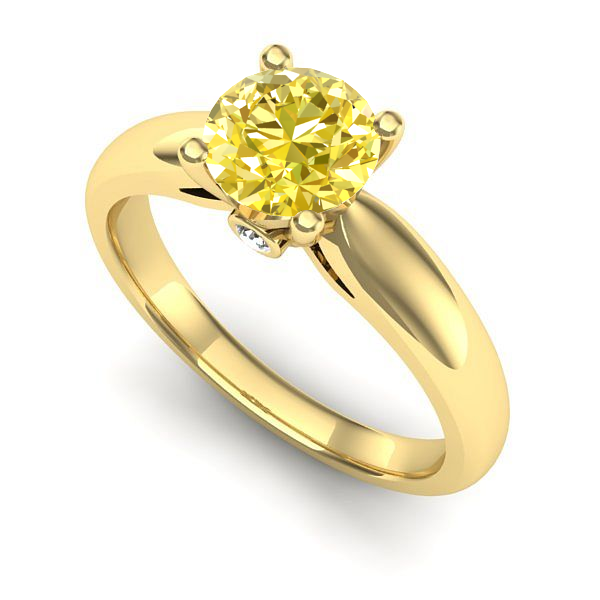 Inel logodna din aur galben cu safir galben