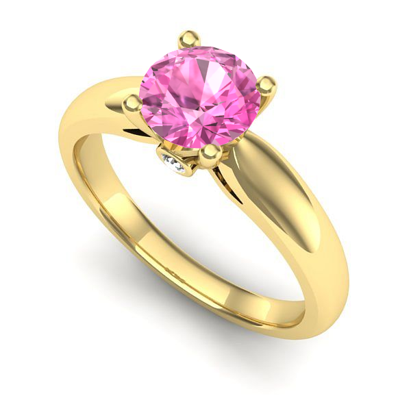 Inel din aur galben cu safir roz