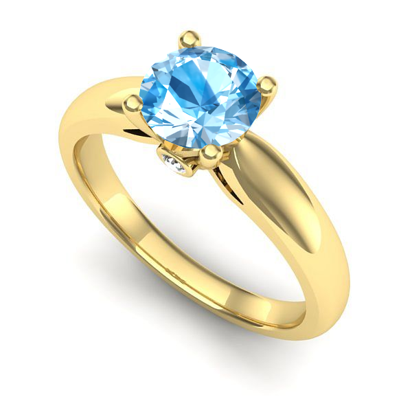 Inel din aur galben cu topaz blue