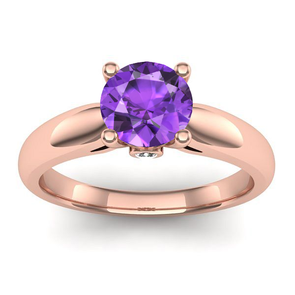 Inel de logodna cu ametist rotund