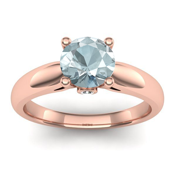 Inel de logodna cu aquamarin rotund