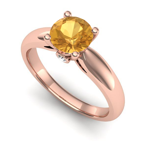 Inel din aur roz cu citrin