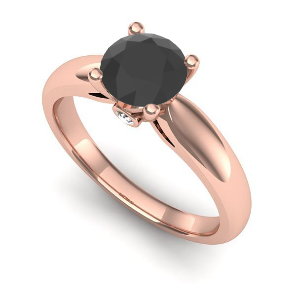 Inel de logodna din aur roz cu diamant negru